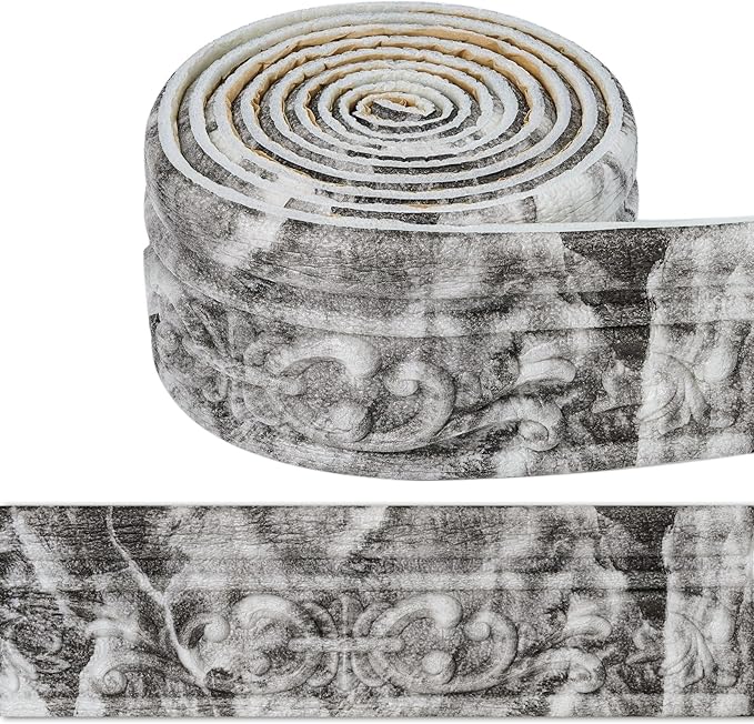 180'' Marble Polyethylene Foam 3D Wall Edging, Self Adhesive Wallpaper Border