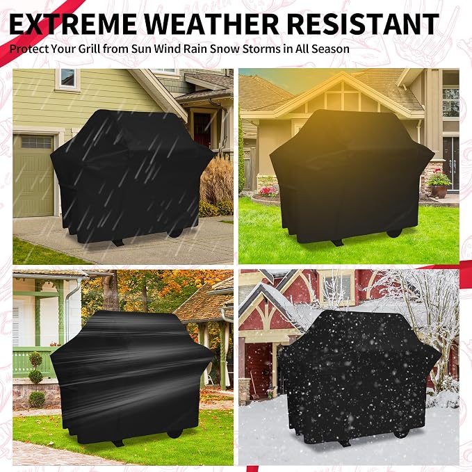 NEXCOVER 64 Inch Grill Cover - 600D Heavy Duty Waterproof and Weather Resistant BBQ Cover for Weber, Char Broil, Nexgrill, Brinkmann, Holland - Fade Resistant, Black