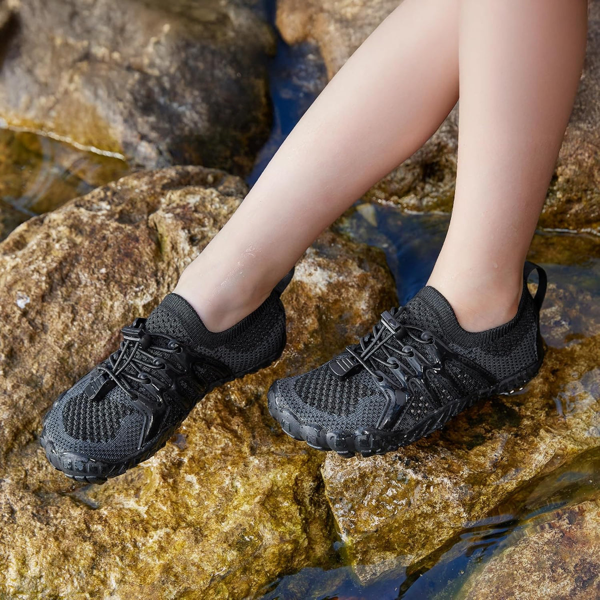 STELLE Water Shoes for Kids Girls Boys Barefoot Shoes with Adjustable Laces Quick Drying Beach Sports Non Slip Swimming Hiking