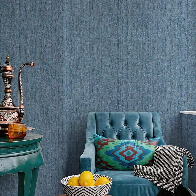JiffDiff Woven Wallpaper Peel and Stick 17.3" x 120" Colorful Paint Grasscloth