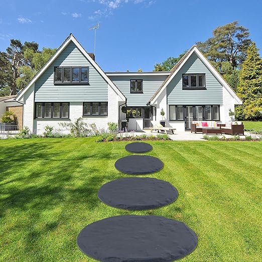 4Pcs Large Stepping Stones Outdoor Garden Walkway, Durable Plastic Pavers for Patio, Pathway, and Landscaping, Weatherproof Stepping Stones with Ground Stakes for Easy Installation