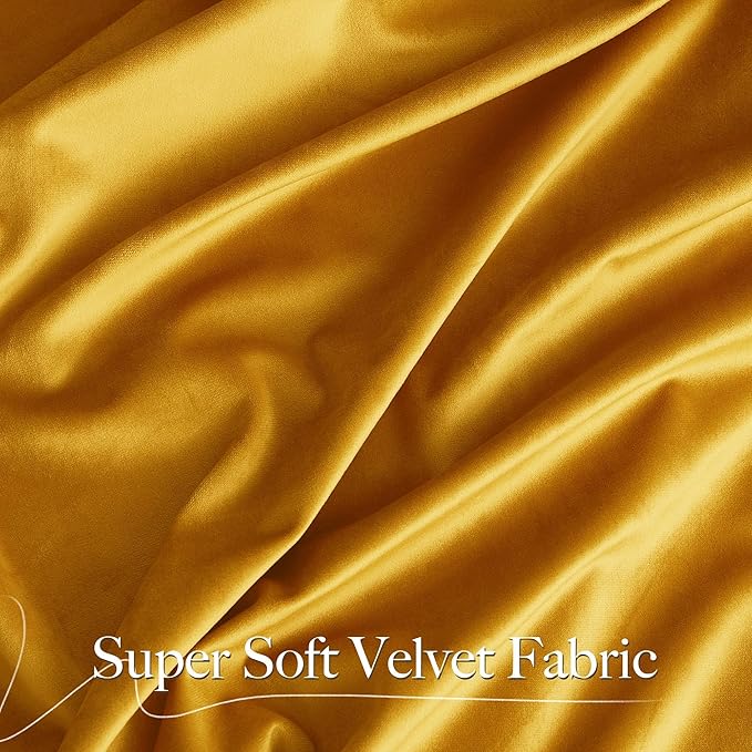 NICETOWN Yellowish Gold Velvet Curtains 108 inches Long, Bedroom Velvet Window