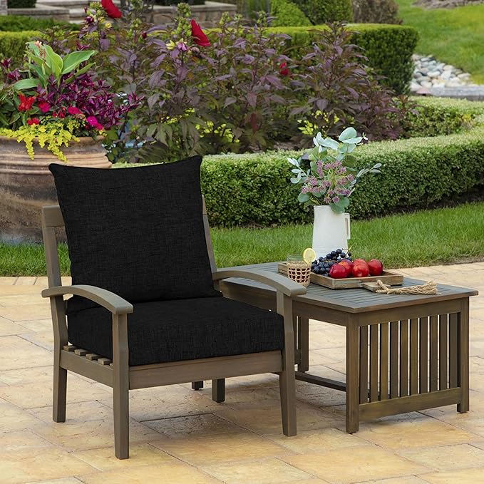 Arden Outdoor Foam Deep Seat Cushion (4-Pack), 22x24, Premium High-Density Foam, Never Flattens, Weather-Proof for Patio Chair Sofa Couch, Black Leala
