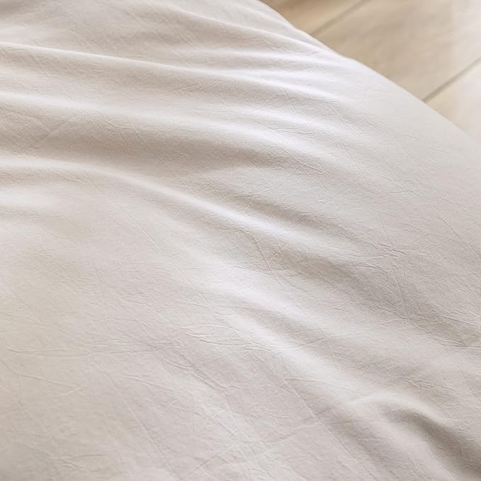BESTOUCH Duvet Cover Set 100% Washed Cotton Linen Feel Super Soft Comfortable Chic Lightweight 3 PCs Home Bedding Set Solid Linen Grey Oversized King