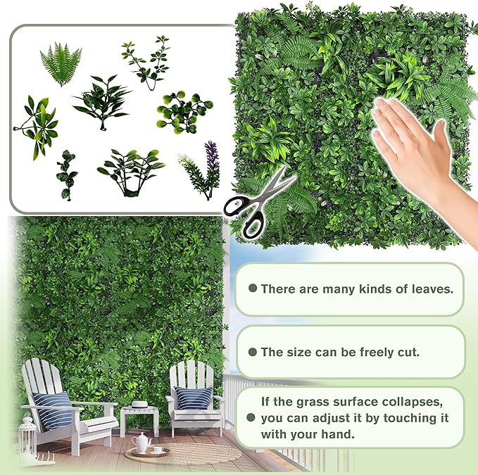 Artificial Green Boxwood Grass Wall Roll: 80"x120" UV Protected Ivy Privacy