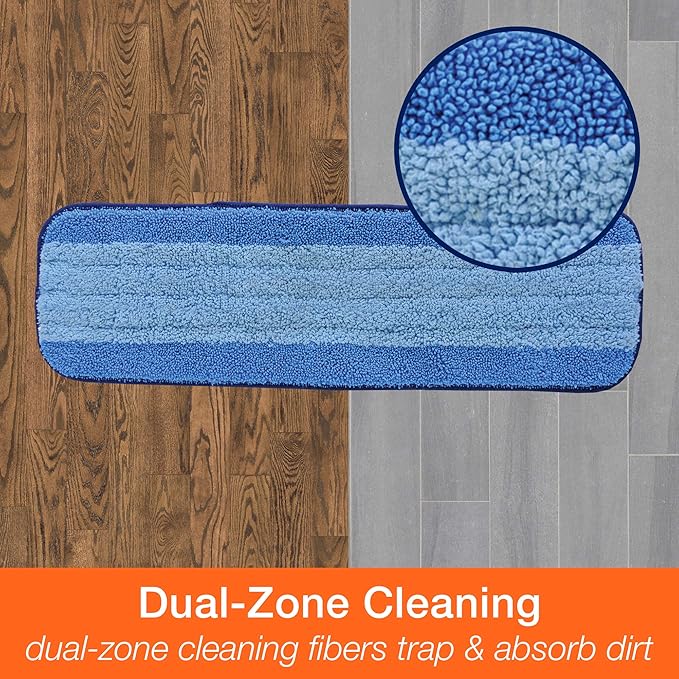 Bona Premium Microfiber Floor Mop & Bona Microfiber Cleaning Pad for Hardwood & Hard Surface Floors - 3 Pack & Bona Hardwood Floor Cleaner Refill - 128 fl oz