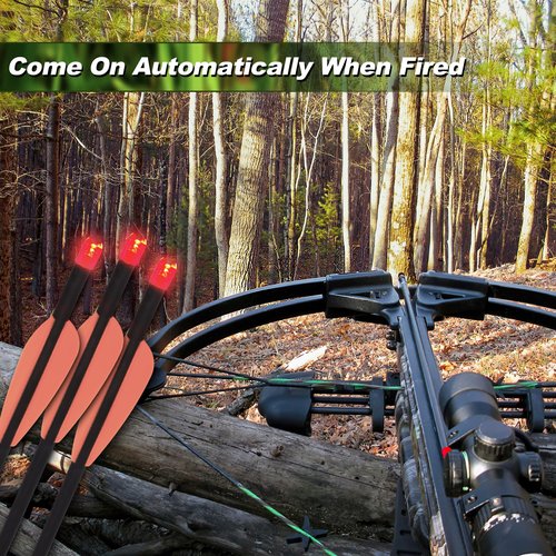 Keuaaao 6PCS Lighted Nocks for Crossbow with .285 .297 .300 .305 Bushings, Lighted Crossbow Nocks with ON/Off Switch, High-Visibility LED Crossbow Nocks, Upgrade Two-Moon Slot