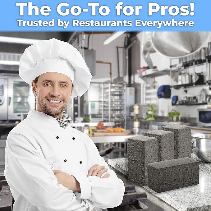 Non-Toxic Restaurant-Grade Grill Cleaning Brick 1 Pk. Reusable Non-Scratch Pumice Stone Bricks for Smokers, Flat Top Grills BBQ Grates Flattops and Cast Iron. Best Griddle Cleaner Tool Block.