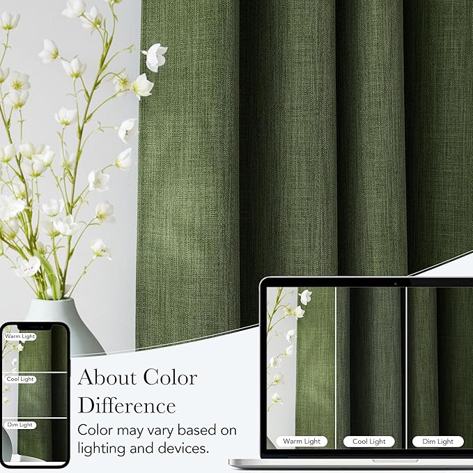 NICETOWN Greyish Green Curtains 84 inches Length