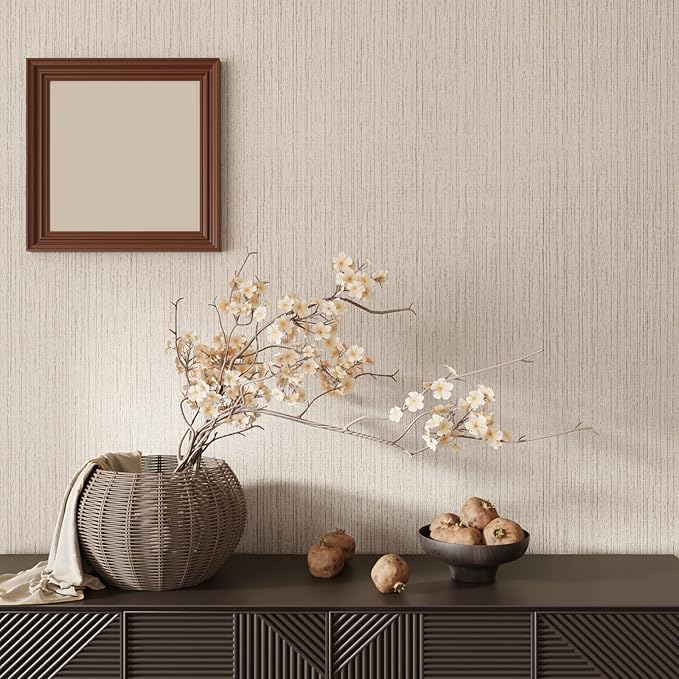 CRE8TIVE Wide 24"x118" Cream White Grasscloth Wallpaper Textured Wallpaper