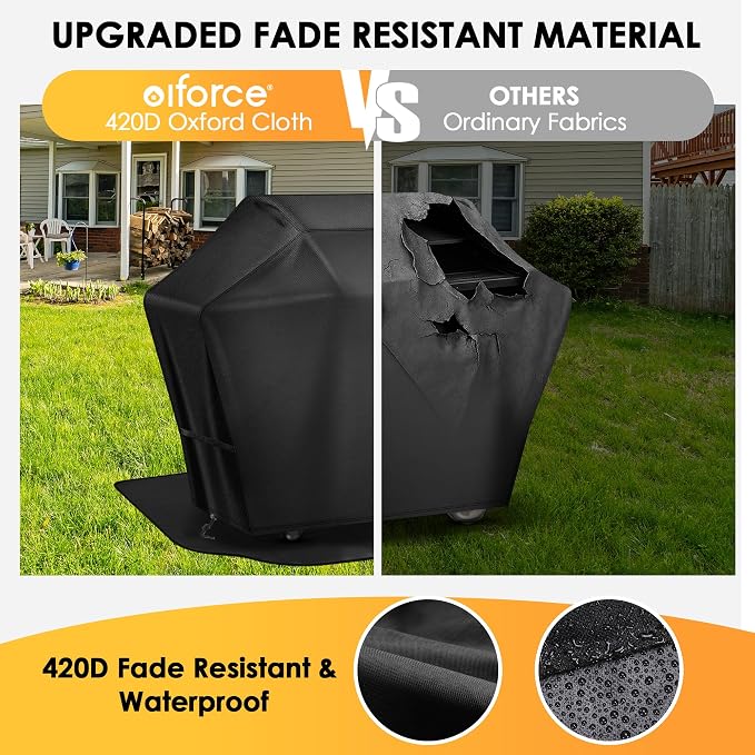 Grill Cover 48 Inch & Under Grill Mat,Grill Cover for Outdoor Waterproof Weather Resistant,UV & Fade Resistant, Compatible with Weber Nexgrill Charbroil Kenmore Gas Grill, Black