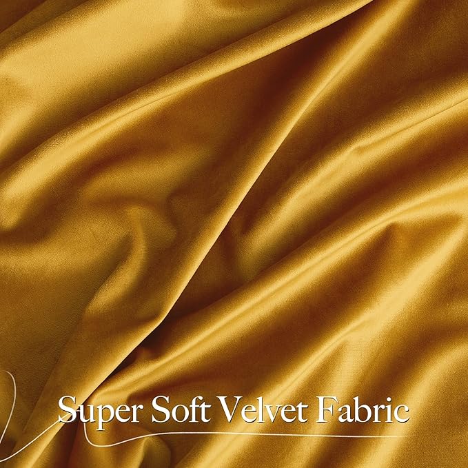 NICETOWN Mustard Gold Velvet Curtains Long Drapes, Living Room Office Luxury