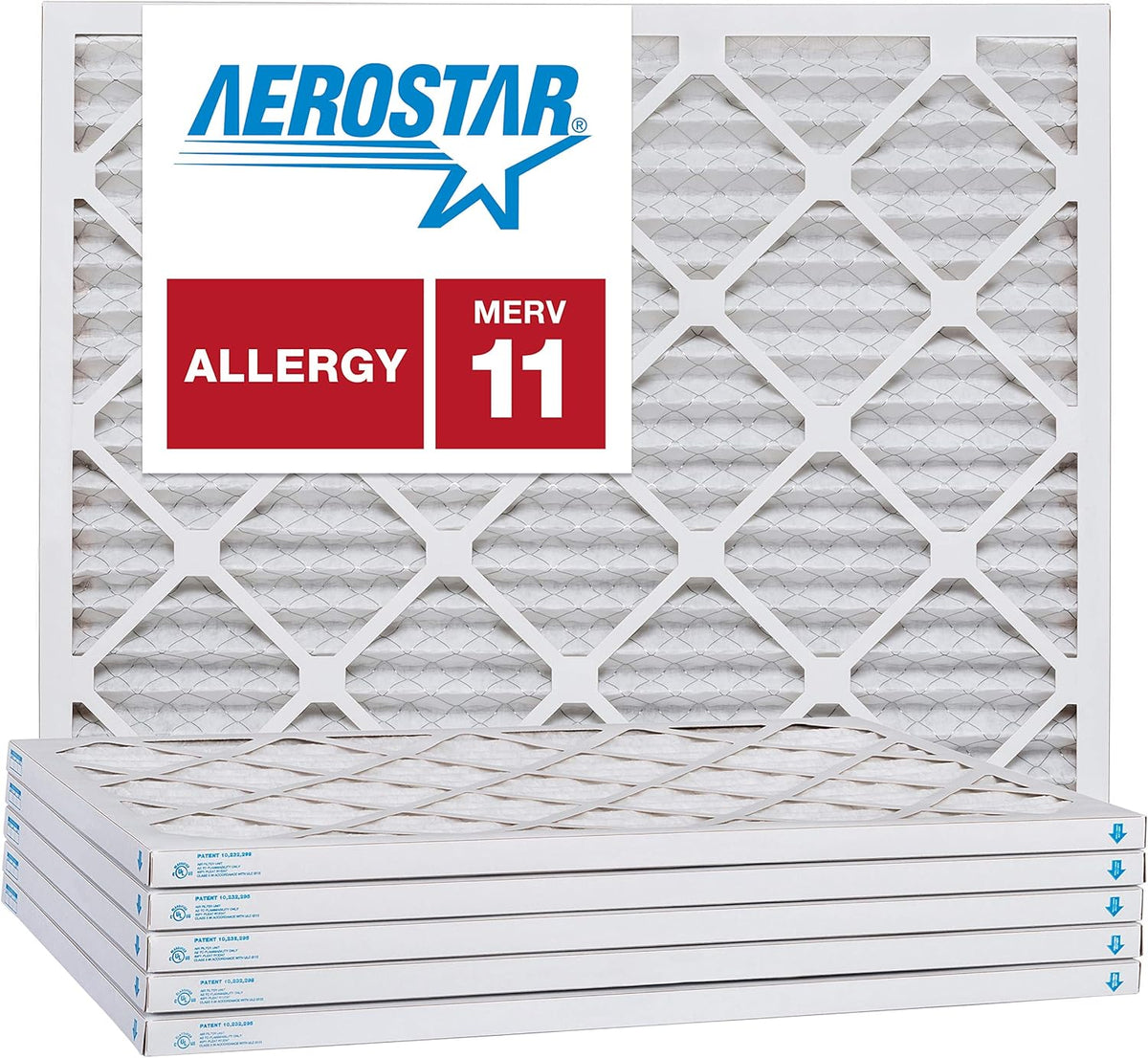 Aerostar 21 1/4x23 1/4x1 MERV 11, Pleated Air Filter, 21 1/4 x 23 1/4 x 1, Box of 6, Made in the USA
