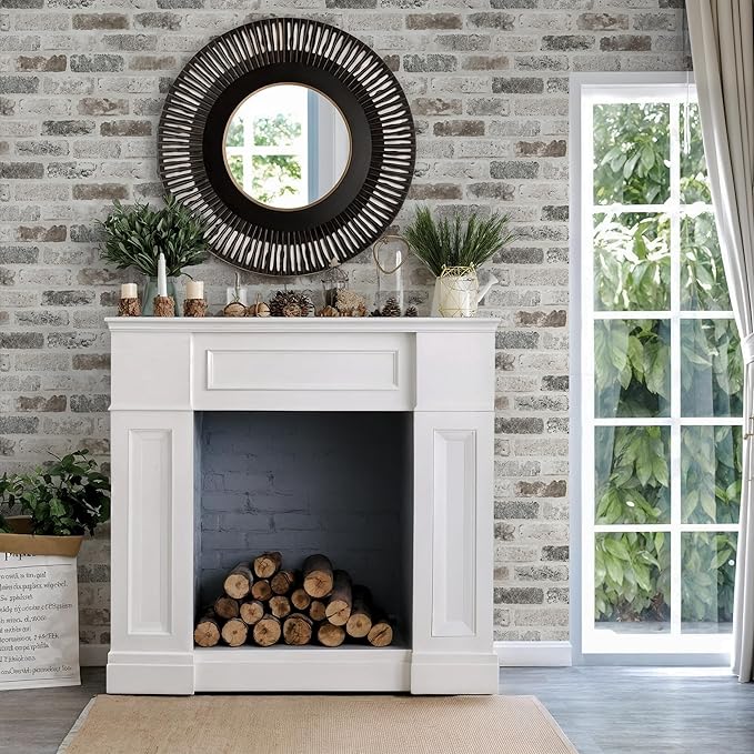 Guvana 17.3"×197" Brick Peel and Stick Wallpaper Grey Brown 3D Self Adhesive