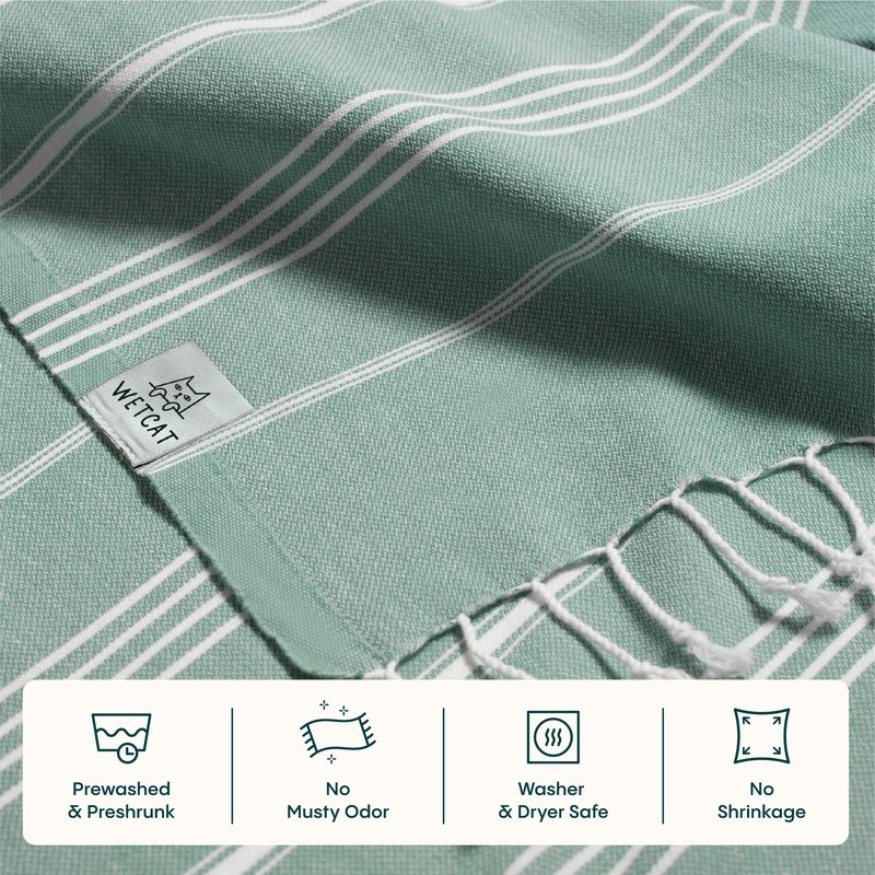 WETCAT Turkish Beach Blanket Sandproof (82"x82") 100% Turkish Cotton, Made in Turkey - Sand Free, Ultra Soft, Extra Large Throw for Picnic – Teal