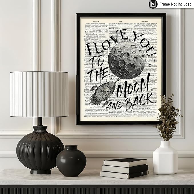 Poster Master Dictionary Art Poster - I Love You To The Moon and Back Print - Motivational Art - Gift for Him, Her & Lovers - Romantic Decor for Dorm, Bedroom or Living Room, 24x32 Unframed Wall Art