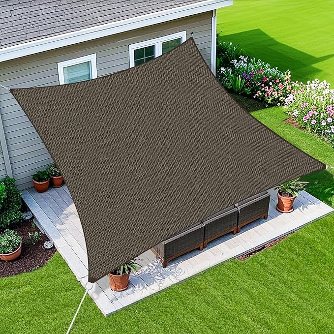 Amagenix Sun Shade Sail 6X7 Curved Edge Outdoor Shade Canopy Mocha Breathable 95% UV Block Shade Cloth for Patio Garden Backyard (We Make Custom Size)
