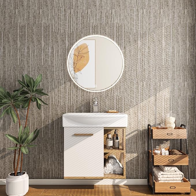 LaCheery 24"x160" Removable Grasscloth Textured Wallpaper Peel and Stick