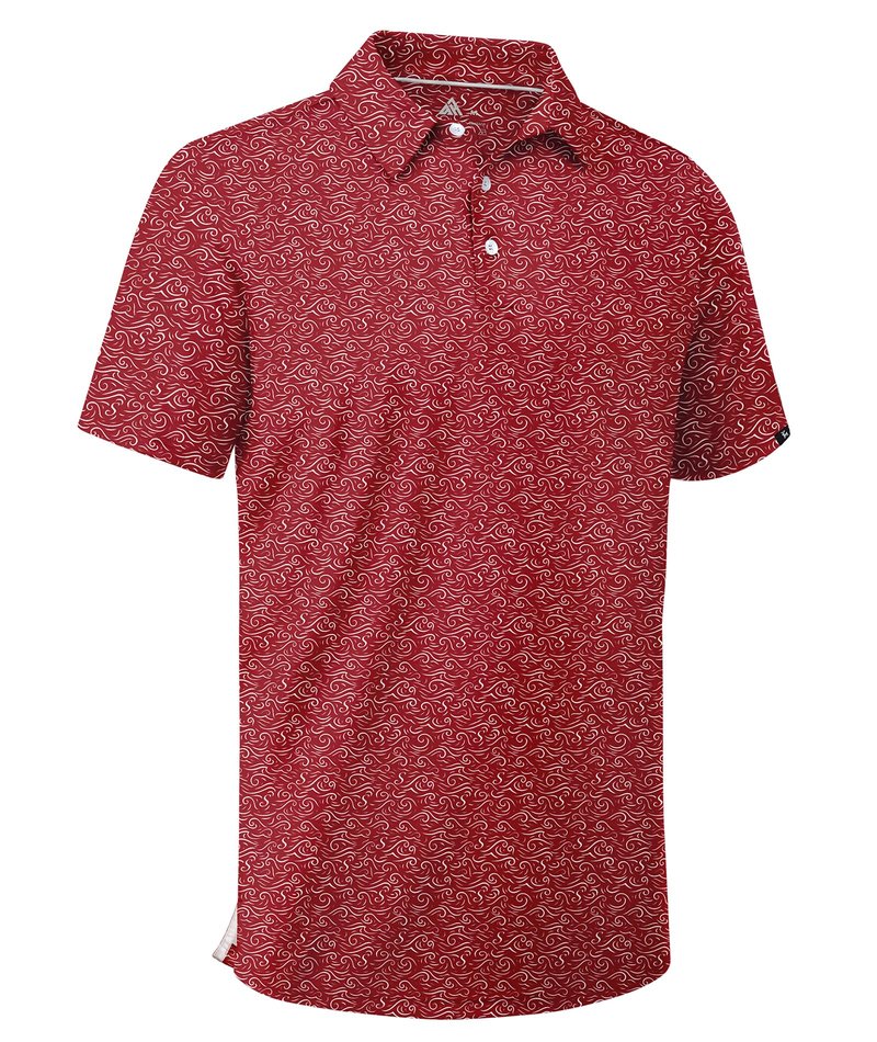 SWISSWELL Mens Golf Shirt Short Sleeve Moisture Wicking Print Polo Shirts for Men Performance Summer Tshirt Red L