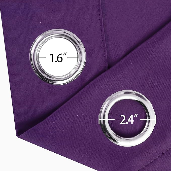 LEMOMO Purple Thermal Blackout Curtains/52 x 72 Inch/Set of 2 Panels Room