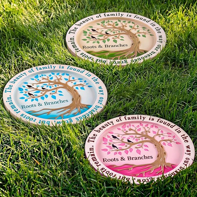Cinnvoice 3 Pack Garden Stepping Stone Outdoor, Decorative Dimensional Resin Stepping Stones for Patio Pathway Landscaping Walkway Sculpture Yard Backyard Lawn(Tree of Life,10 Inches)