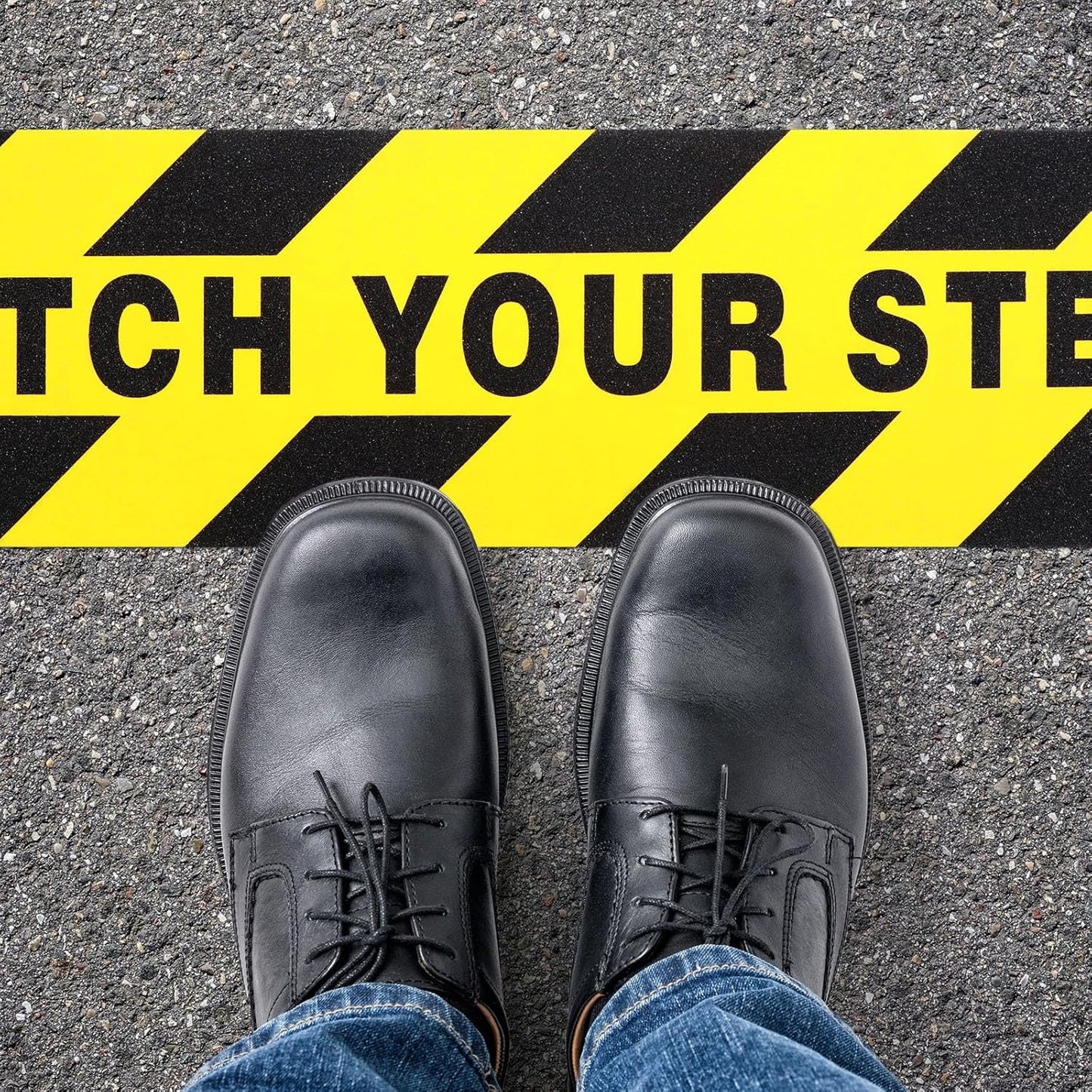 Boao 24 Pieces Watch Your Step Stickers Sign 6 x 24 Inch Caution Watch Your Step Floor Decals Warning Sticker Adhesive Tape Anti Slip Abrasive Tape for Workplace Safety Wet Floor Caution