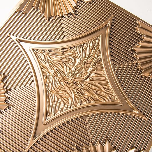 Art3d Drop Ceiling Tiles 24x24 in Bronze, 3D Wainscoting Panels Glue Up 2x2