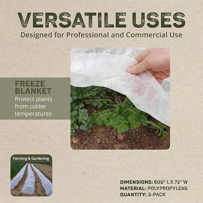 DeWitt Supreme Crop Protection Fabric, 1.5 oz, White, 6' x 50' - Frost & Freeze Blanket for Flowering Annuals, Vegetables & Bedding Plants, Extends Growing Season