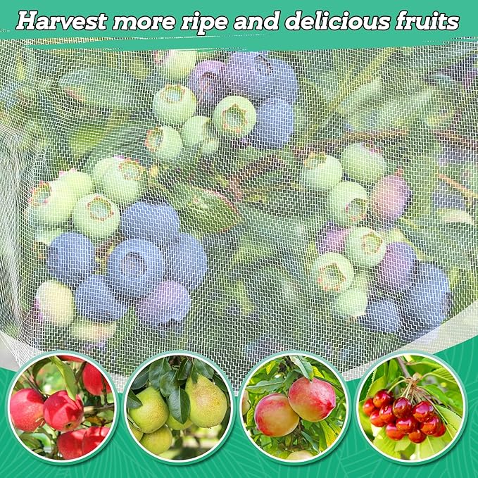 Easy Installation Fruit Tree Netting with Zipper & Drawstring - 6.2x6.2ft Ultra Fine Mesh Garden Protection Screen to Protect Pear Peach Apple from Bird Insect Bug Cicada Deer Squirrel - 2pcs