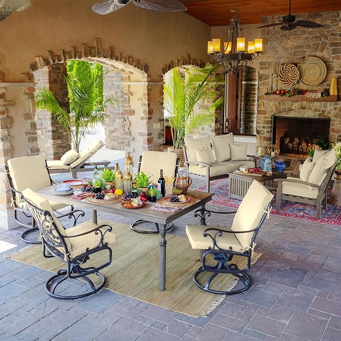 Arden 2-Pack Outdoor Patio Dining Chair Cushion, 20x44, Rain-Proof Seat Pad, Fade-Resistant Outdoor Cushion Tan Leala
