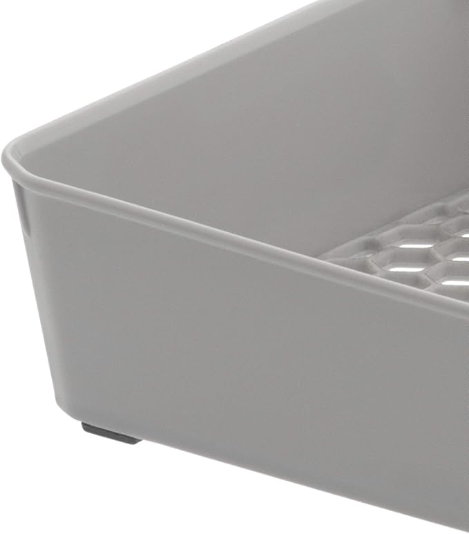 Spectrum Diversified Hexa Drawer Organizer Tray Modern Kitchen Cutlery, Utensil, Silverware Holder Caddy, 5 Dividers Cabinet Storage, 10 x 13, Stone Gray