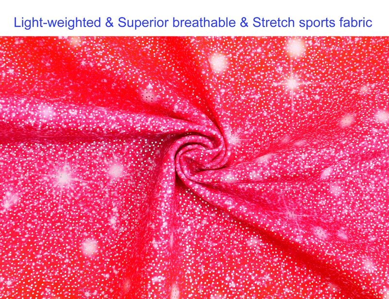 Domusgo Leotards for Girls Gymnastics Size 5-6 Years Old Sparkle Red Rose One Piece Athletic Unitards Sports Tumble Bodysuits
