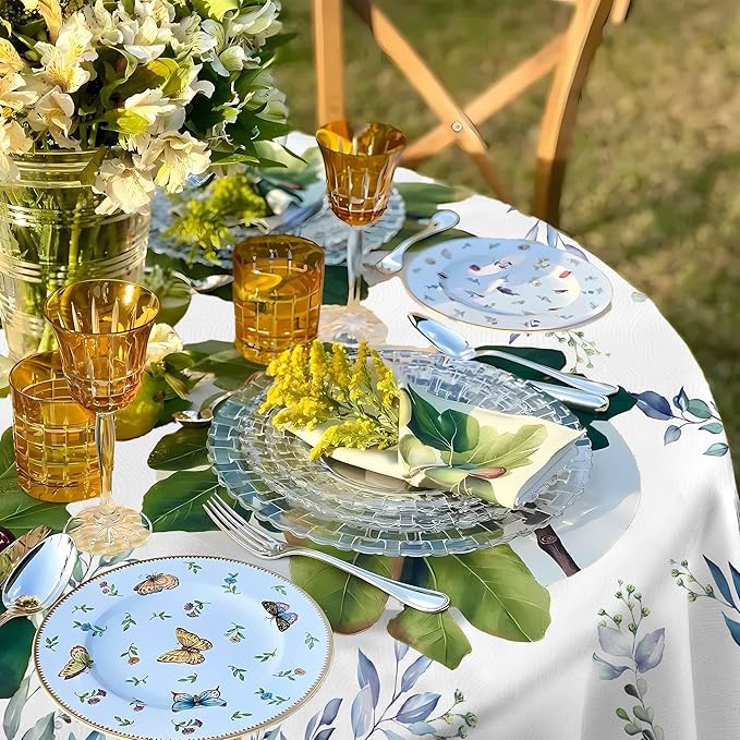 Eikione Kitchen Tablecloth 70 inch Round Boho Tablecloths Polyester Table Cloth for Party Restaurant Banquet Dining Buffet Table Picnic Decorations