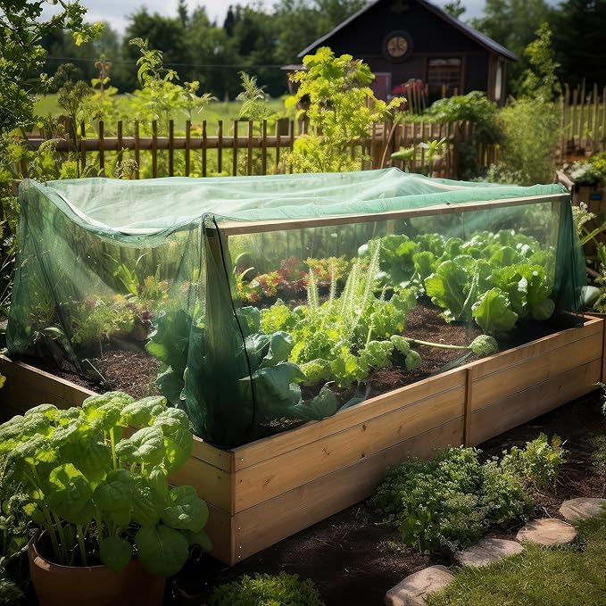 Green DIY Mosquito Net Fabric | 10x20 FT Netting | Insect Cover for Garden, Patio, Outdoor & Windows | Multiple Sizes in Black, White & Green | Raised Bed Screen Mesh Barrier