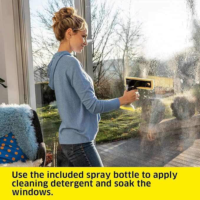 Kärcher WV 1 Electric Window Vacuum Squeegee 10" - Perfect for Showers, Mirrors, Glass, and Countertops - Electric Squeegee, Black