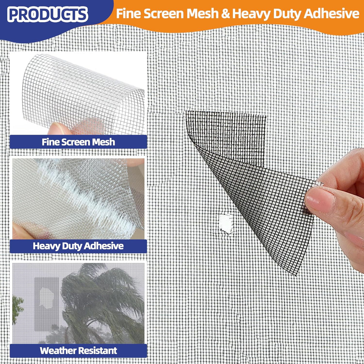 KING MOUNTAIN Grey Window Screen Repair Tape,3inX15FT Heavy Duty Screen Repair Kit for Window Screen and Screen Door Tears Holes,Strong Adhesive & Waterproof Window Screen Patch, Weather Resistant