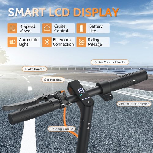 Aovowheel Electric Scooter - Folding E-Scooter with 250W-500W Motor | 16-24 MPH Top Speed, 15-60 Miles Range, Solid Tires