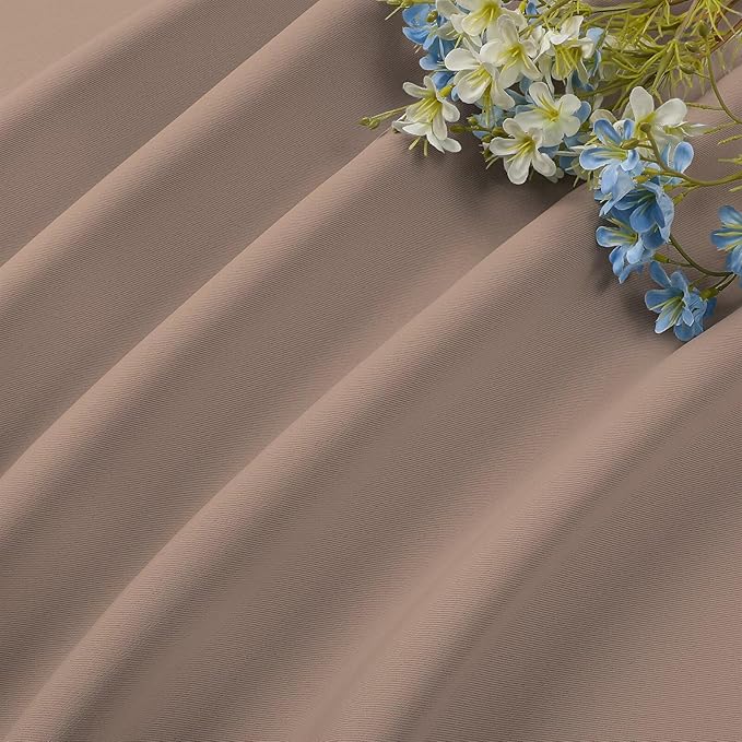 CUCRAF Khaki Blackout Curtains 45 inch Length 2 Panels Set, Rod Pocket Room