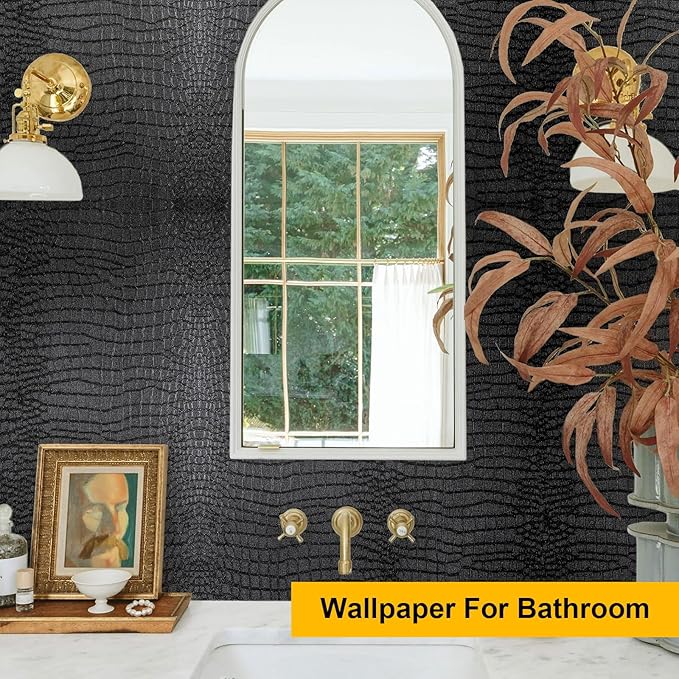 Fititem Black Peel and Stick Wallpaper 393inL 17.3inW Black Contact Paper
