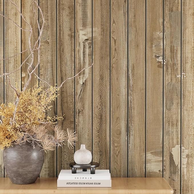 VEELIKE Weathered Wood Slat Wall Panels Peel and Stick Reclaimed Wood Grain