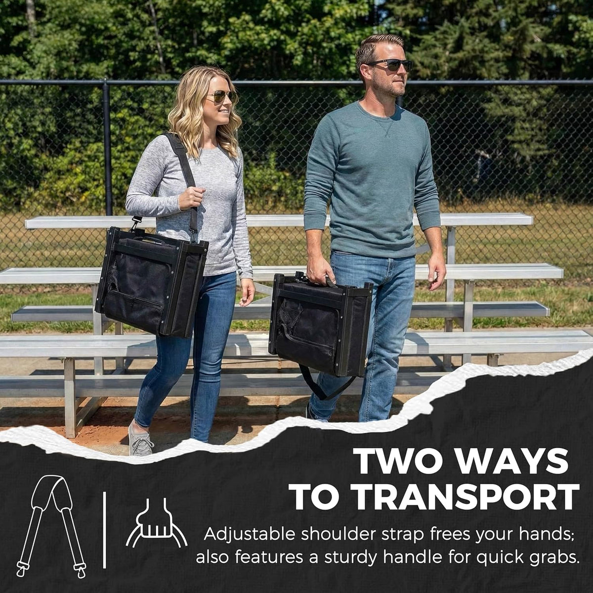 Sport Beats Stadium Seats - Comfortable Bleacher Chairs with Back Support & Cushion | 17" W x 12" D x 16.5" H