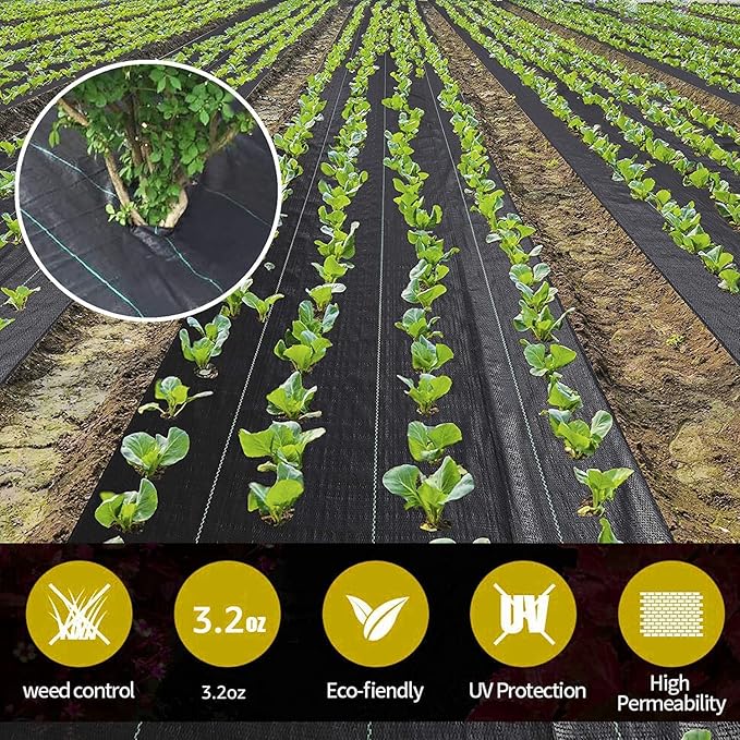 Garden Weed Barrier Fabric, Heavy Duty Landscape Fabric, Ground Cover Weed Blocker Cloth, Landscaping Fabric for Garden, Vegetable Beds, Path Way (WBF-4ft x 300ft)