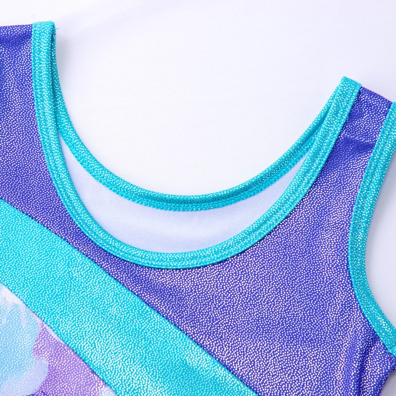 HOZIY Girls Gymnastics Practice Leotards Size 6-7 Years Tumbling Outfits Equipments Kids Leo Purple Floral Spliced Dance Clothes