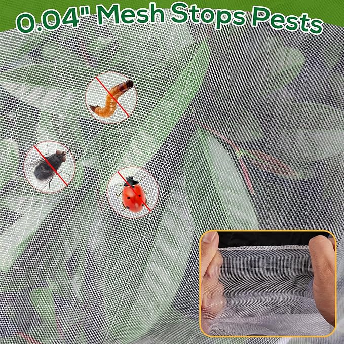 2PCS Fruit Tree Netting with Drawstring, 8.2 x 6.6 ft Ultra-Fine Mesh Garden Insect & Bird Protection Cover, Breathable Reusable Tree Netting for Citrus, Apple, Peach & Shrubs