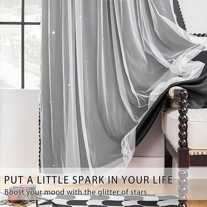 XiDi Black 63x34in Curtain for Bedroom, Girls Room Decor, Living Room, 1 Panel