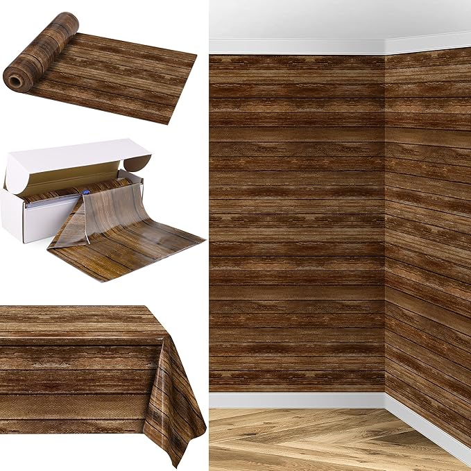 Kochorie 200 Ft x 54 Inch Wood Grain Tablecloth Roll in Slide Cutter Box