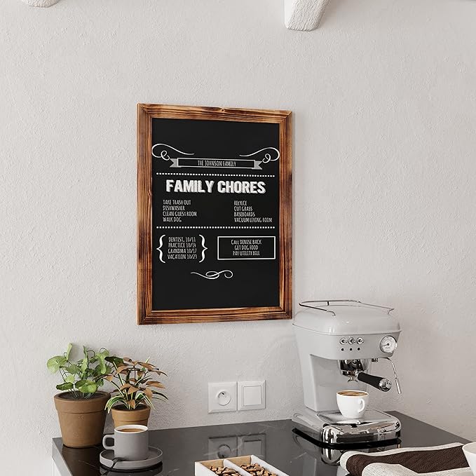 HBCY Creations 18" x 24" Torched Brown Solid Wood Frame Wall Chalkboard