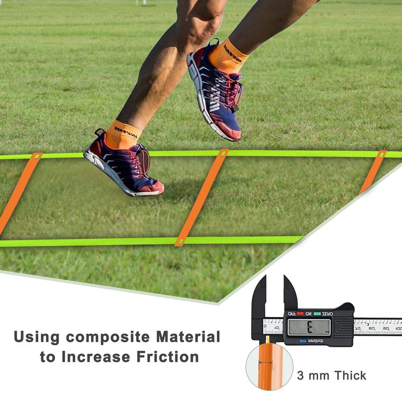 NKJIH 20ft Adjustable Agility Speed Ladder Training Ladder with Carry Bag - Soccer, Speed, Football Fitness Feet Training - Agility Training Equipment for Footwork Drills(Orange)