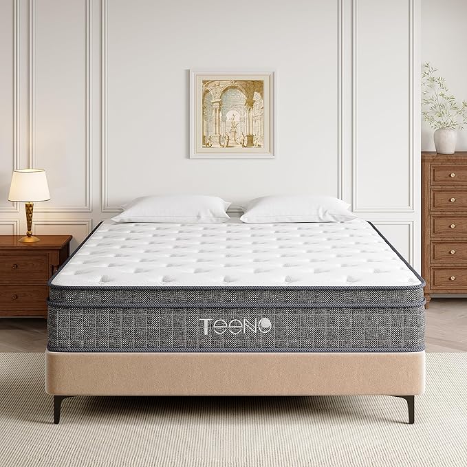Queen Mattress 14 Inch, Hybrid Mattresses Queen Size in a Box, Medium Firm Memory Foam and Individual Pocket Springs, Fiberglass Free Bed Mattres, Breathable,CertiPUR-US