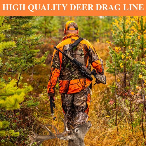4 Pcs Deer Sled Deer Drag and Harness 43.3" Lightweight Portable Wirerope Cinch Hunting Accessories with Thick Foam Handle Hunting Gear Accessories Gifts Works with Bucks Does